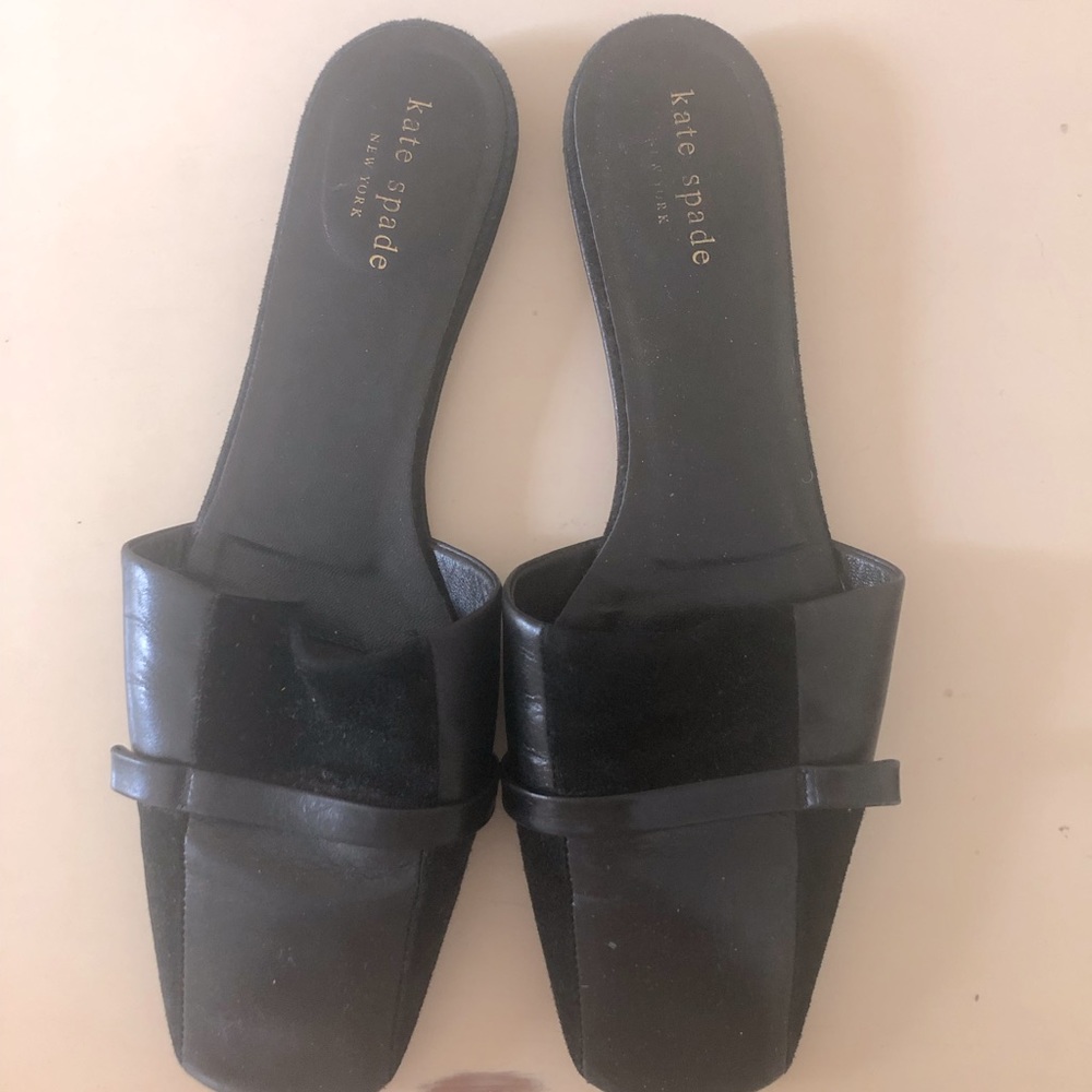 SOLD Kade Spade slipper slides, leather and suede mix. So cute!  Worn once